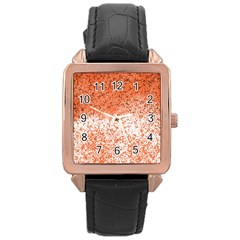 Scrapbook Orange Shades Rose Gold Leather Watch 