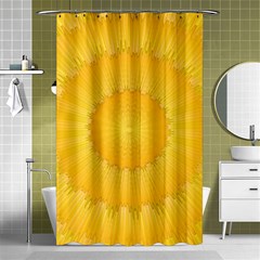 Wave Lines Yellow Shower Curtain 48  X 72  (small) 