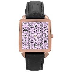 Texture Tissue Seamless Flower Rose Gold Leather Watch 