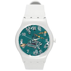 Slytherin Pattern Round Plastic Sport Watch (m) by Sobalvarro