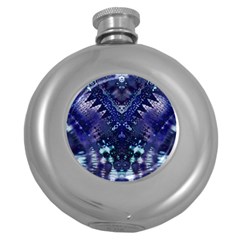 Blue Fractal Lace Tie Dye Round Hip Flask (5 Oz)