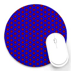 Blue Pattern Red Texture Round Mousepads by Mariart