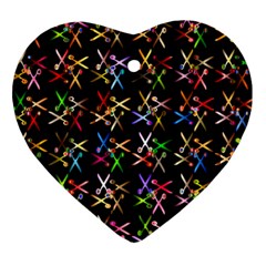 Scissors Pattern Colorful Prismatic Ornament (heart) by HermanTelo