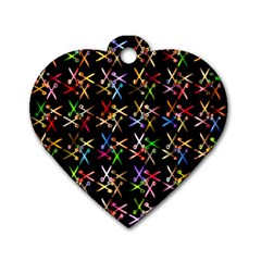 Scissors Pattern Colorful Prismatic Dog Tag Heart (one Side)