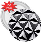 Black And White Diamond Shape Wallpaper 3  Buttons (100 pack)  Front