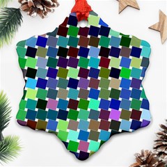 Geometric Background Colorful Snowflake Ornament (two Sides) by HermanTelo