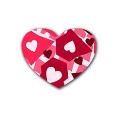 Pink Hearts Pattern Love Shape Heart Coaster (4 Pack)  by Bajindul