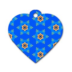 Pattern Backgrounds Blue Star Dog Tag Heart (two Sides)