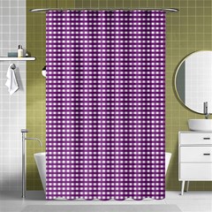 Gingham Plaid Fabric Pattern Purple Shower Curtain 48  X 72  (small) 