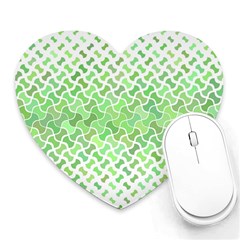 Green Pattern Curved Puzzle Heart Mousepads