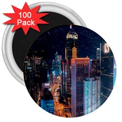 High Rise Buildings With Lights 3  Magnets (100 Pack) by Pakrebo