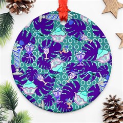 Ice Cream Tropical Pattern Blue Round Ornament (two Sides) by snowwhitegirl