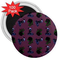 Gothic Girl Rose Mauve Pattern 3  Magnets (100 Pack)