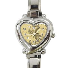 Map Vintage Old Ancient Antique Heart Italian Charm Watch