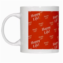 Motivational Happy Life Words Pattern White Mugs by dflcprintsclothing