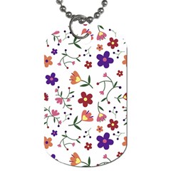 Flowers On A White Background              Dog Tag (one Side) by LalyLauraFLM