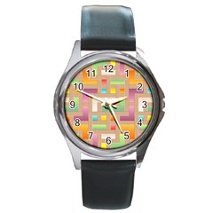 Abstract Background Colorful Round Metal Watch