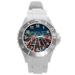 Aerial Shot Of Buildings Round Plastic Sport Watch (l) by Simbadda