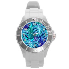 Leaves Tropical Palma Jungle Round Plastic Sport Watch (l) by Simbadda