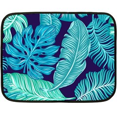 Tropical Greens Leaves Design Double Sided Fleece Blanket (mini) 