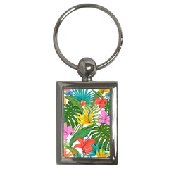 Tropical Greens Leaves Monstera Key Chain (rectangle) by Simbadda