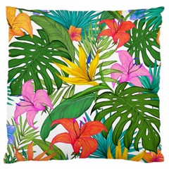 Tropical Greens Leaves Monstera Large Cushion Case (two Sides)