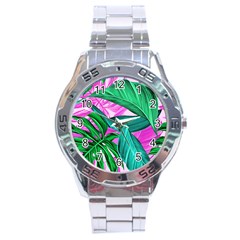 Tropical Greens Monstera Summer Stainless Steel Analogue Watch by Simbadda