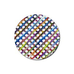 Rings Geometric Circles Random Rubber Coaster (round)  by HermanTelo