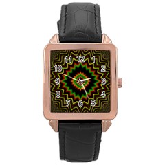 Fractal Artwork Idea Allegory Abstract Rose Gold Leather Watch  by Sudhe