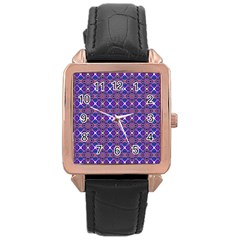 Background Pattern Geometrical Rose Gold Leather Watch 