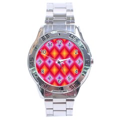 Texture Surface Orange Pink Stainless Steel Analogue Watch by Mariart