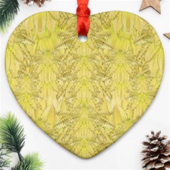 Flowers Decorative Ornate Color Yellow Heart Ornament (two Sides) by pepitasart