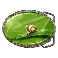 Snail Drops Rain Drawing Green Belt Buckles by Wegoenart