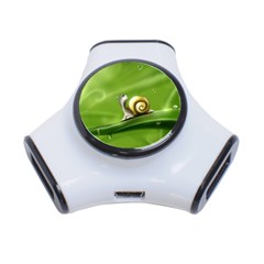 Snail Drops Rain Drawing Green 3-port Usb Hub by Wegoenart