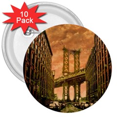 Architecture Buildings City Bridge 3  Buttons (10 Pack)  by Wegoenart