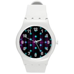 Sound Wave Frequency Round Plastic Sport Watch (m)