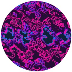 Pink Blue Abstract Texture                     Wooden Puzzle Round by LalyLauraFLM