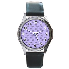 Zodiac Bat Lilac Round Metal Watch by snowwhitegirl