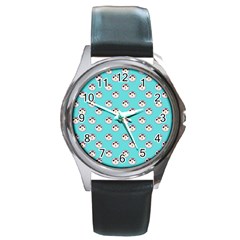 English Breakfast Aqua Round Metal Watch by snowwhitegirl