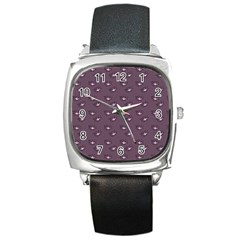 Zodiac Bat Pink Grey Square Metal Watch by snowwhitegirl