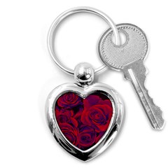 Roses Red Purple Flowers Pretty Key Chain (heart) by Pakrebo