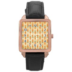 Patter Carrot Pattern Carrot Print Rose Gold Leather Watch  by Pakrebo