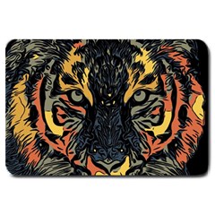 Tiger Predator Abstract Feline Large Doormat  by Pakrebo