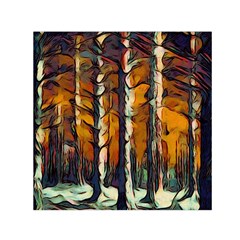 Forest Woods Trees Night Shadows Small Satin Scarf (square) by Pakrebo