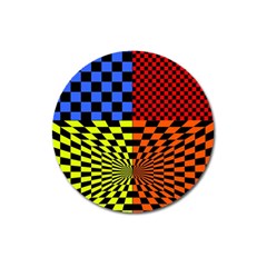 Checkerboard Again 7 Magnet 3  (round) by impacteesstreetwearseven