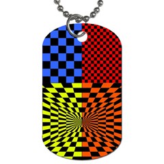 Checkerboard Again 7 Dog Tag (one Side) by impacteesstreetwearseven