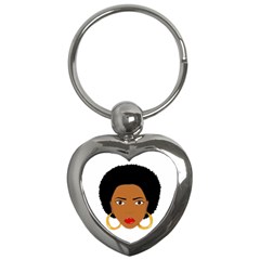 African American Woman With ?urly Hair Key Chain (heart) by bumblebamboo