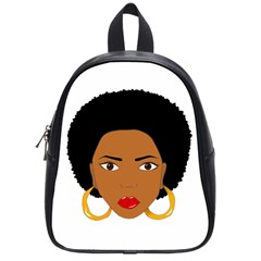 African American Woman With ?urly Hair School Bag (small) by bumblebamboo