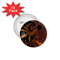 Fractal Brown Golden Intensive 1 75  Buttons (10 Pack) by Pakrebo