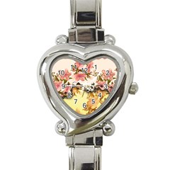 A Touch Of Vintage, Floral Design Heart Italian Charm Watch by FantasyWorld7